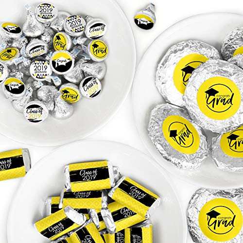 Yellow Grad - Best is Yet to Come - Mini Candy Bar Wrappers, Round Candy Stickers and Circle Stickers - 2019 Yellow Graduation Party Candy Favor Sticker Kit - 304 Pieces