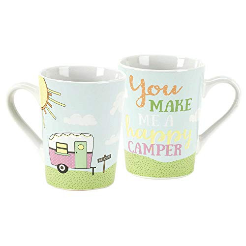 Welcome Happy Camper White 11 Ounce Ceramic Stoneware Coffee Mug