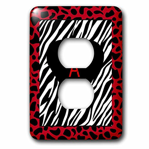 3dRose lsp_54193_6" Zebra Print Border Black Heart n Red A-2 Plug" Outlet Cover