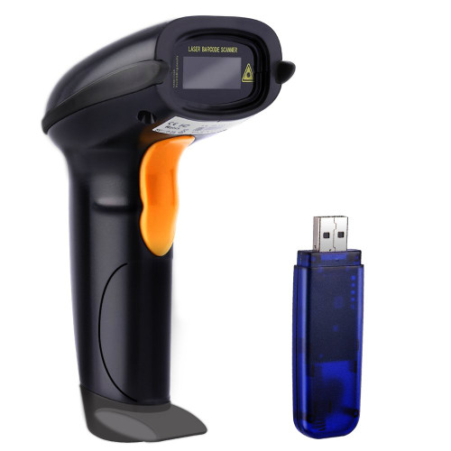 NADAMOO 433Mhz Wireless Barcode Scanner 328 Feet Transmission Distance USB Cordless 1D Laser Automatic Barcode Reader Handhold Bar Code Scanner with USB Receiver for Store, Supermarket, Warehouse