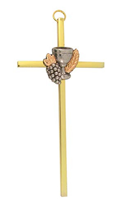 Gold Toned First Communion Chalice Wall Cross, 6 Inch Gold Toned First Communion Chalice Wall Cross, 6 Inch