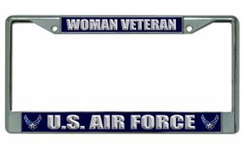U.S. Air Force Woman Veteran Chrome License Plate Frame U.S. Air Force Woman Veteran Chrome License Plate Frame
