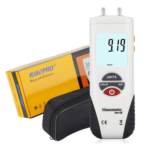 Manometer, RISEPRO Digital Air Pressure Meter and Differential Pressure Gauge HVAC Gas Pressure Tester