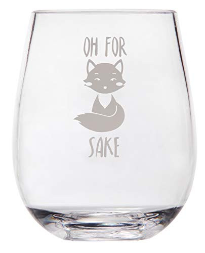 Offbeat Gifts Oh For Fox Sake - Funny Wine Glass Saying - Fox Themed Unbreakable Stemless Plastic Wine Glass - Funny Gift for Women or Men- Fox Lover Coworker Gift - Shatterproof Safe for Outdoor Use