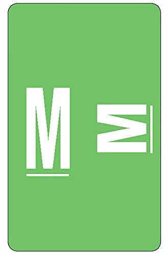 Smead AlphaZ ACCS Color-Coded Alphabetic Labels, Letter M, Light Green, 100 Labels per Pack (67183)