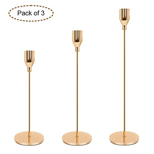 Taper Candle Holders Gold Table Decorative Candlestick Holder for Wedding Dinning Party Candle Holders for Taper Candles Metal Candle Stand Metal Candelabra,Fits 3/4 Inch Slim Candles & Led Candles