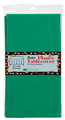 Darice 1140-91 Heavyweight Plastic Table Cloth: Emerald, 54 x 108" Rectangle, Green