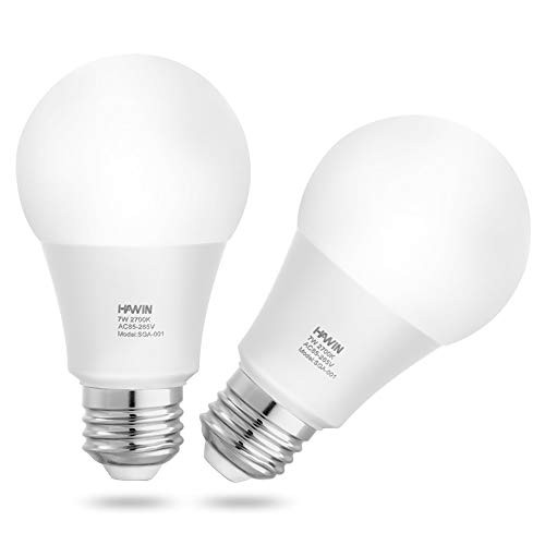 Dusk to Dawn LED Light Bulbs Sensor Light Bulb 7W Smart Light Lamp E26/E27 Auto On/Off,Indoor/Outdoor for Porch Garage Garden Hallway(Warm White 2700K?2 Pack)