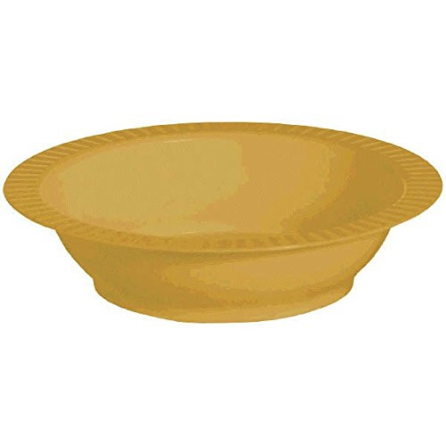 Amscan Shiny Premium Plastic Bowls, 12 oz, Gold