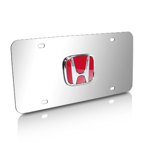 Au-Tomotive Gold, INC. Honda Red Infill 3D Logo Chrome Steel License Plate Au-Tomotive Gold, INC. Honda Red Infill 3D Logo Chrome Steel License Plate