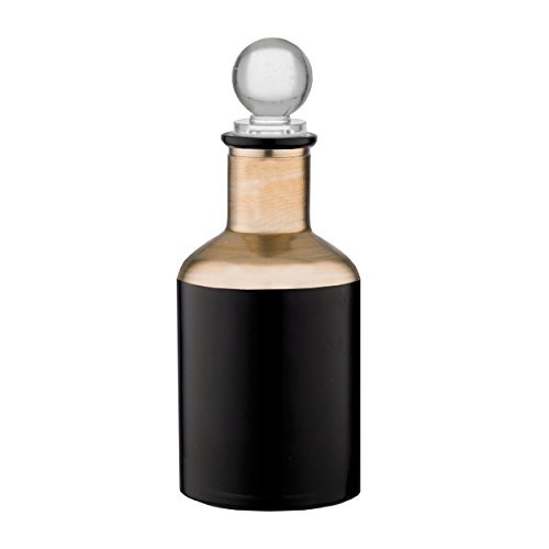 PRINZ 2.25 X 6.25 Inch Black with Gold Band Boutique Glass Bottle, Small
