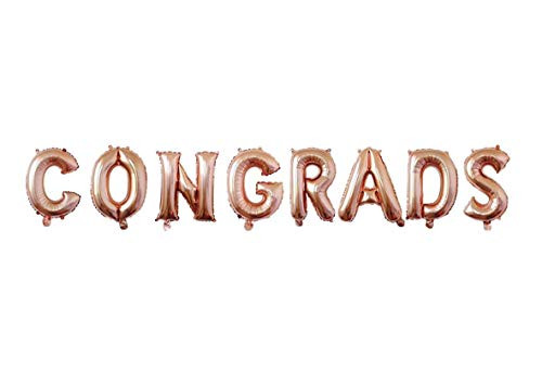 CONGRADS Balloons Banner Rose Gold 16 inch letter Balloons Foil Mylar Balloons Set for Graduation Party Decorations Supplies,Graduate Balloons,Retirement, Congrats Grad Party Supplies (Rose Gold)