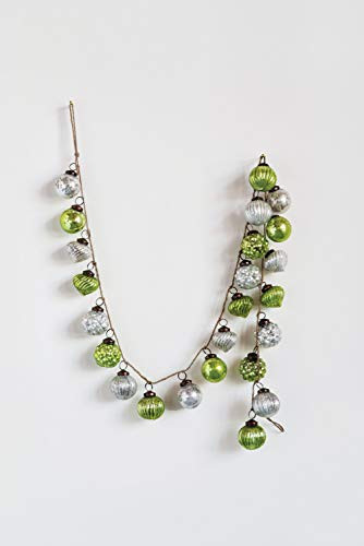 Creative Co-op Silver & Green Glass Bead Garland, Green
