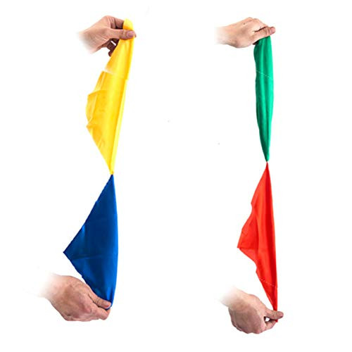 OUERMAMA 2 Pcs Magic Scarves Color Changing Silk with Video Tutorial Hanky Magic Props Scarf for Magic Trick