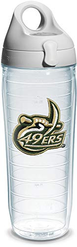 Tervis North Carolina University Charlotte Emblem Individual Water Bottle with Gray Lid, 24 oz, Clear