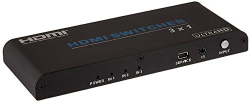 Monoprice Blackbird 4K 3x1 HDMI 2.0 Slim Switch - Black |4k @ 60Hz, HDCP 2.2 Compliant, HDR, Dolby TrueHD Support and IR Remote Control