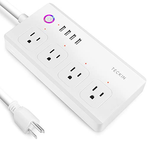 Smart Power Strip WiFi Power Bar 5ft  Extension Cord Compatible with Alexa,Google Home and IFTTT, TECKIN Surge Protector with 4 USB Charging Ports and Smart AC Plugs for Multi Outlets