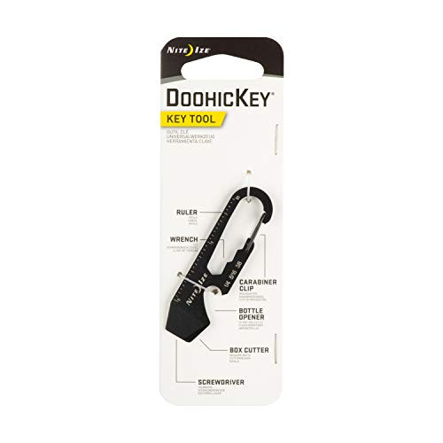 Nite Ize DoohicKey Key Chain Multi Tool, Stainless Steel 5-in-1 Multi Tool with Bottle Opener + Carabiner Clip, Black