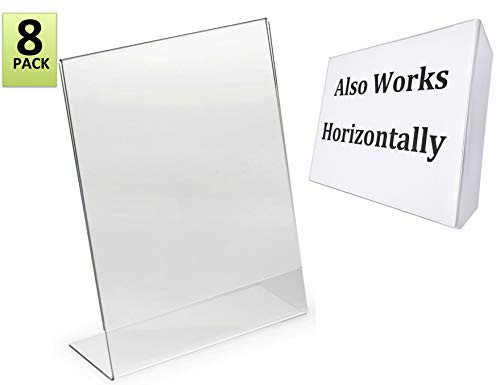 8.5 x 11-Inches Slant Back Acrylic Sign Holder Ad Frame, Clear (8 Pack) 8.5 x 11-Inches Slant Back Acrylic Sign Holder Ad Frame, Clear (8 Pack)