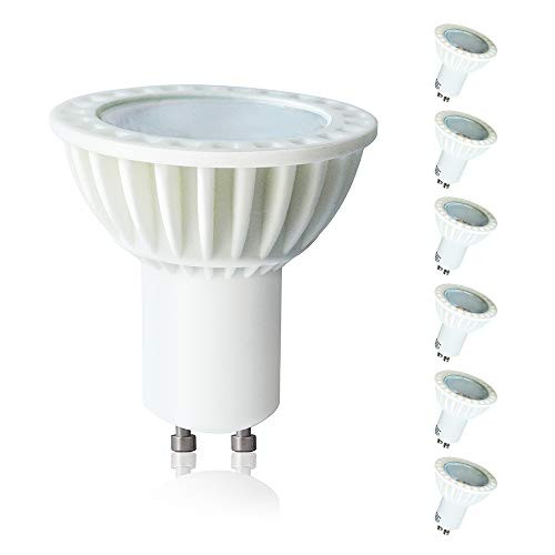 Lampaous 5 W Gu10 LED Light Bulbs,450lm Spot Light Bulb,50W Halogen Equivalent,Recessed Light Fixture Downlight,4000K Netural White,Non-dimmable,Home Household Indoor Lighting (6000k, 6pack)