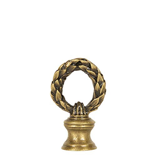 Small Antique Brass Wreath Finial Bronze 1.75" Tall Vintage Gold Look Lamp Shade Topper Ring