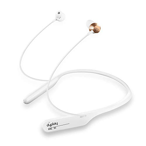 dyplay ANC 30 Active Noise Cancelling Bluetooth Earphones, Wireless Neckband Headset Waterproof Earbuds Hi-Fi Stereo Sports Headphones with Mic for Gym, Offices,Workout (White)