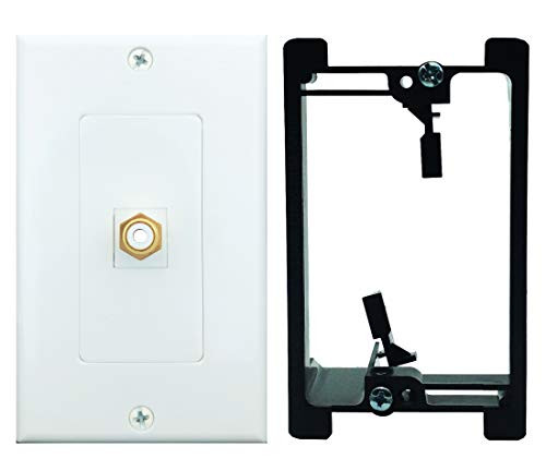 RCA Wall plate, Single RCA Keystone Insert with White Center Jack Wall Plate with Low Voltage Mounting Bracket for Subwoofer,Stereo Receiver and Other Equipment with RCA Component Audio/Video