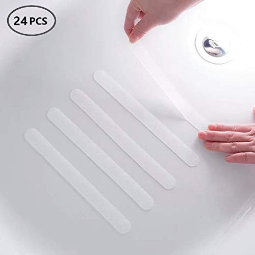 Anti-Slip Strips, Safety Shower Treads Stickers, Bathtub Non Slip Stickers, Anti Skid Tape for Shower,Tub,Steps, Floor-Strength Adhesive Grip Appliques for Baby,Senior,Adult -8 0.8In (24pcs, Clear)