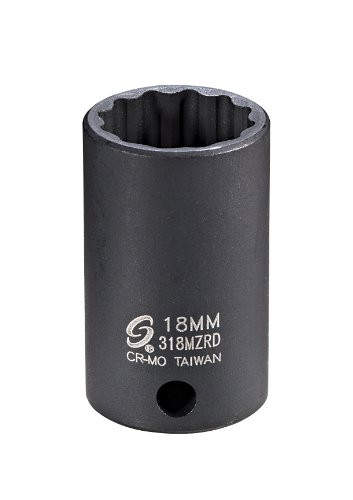 Sunex 318MZRD 3/8-Inch Drive 18mm 12-Point Semi-Deep Impact Socket