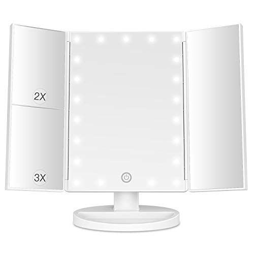 BESTOPE Makeup Vanity Mirror with Lights, 2X/3X Magnification, 21 Led Lighted Mirror with Touch Screen,180° Adjustable Rotation,Dual Power Supply,Portable Trifold Mirror BESTOPE Makeup Vanity Mirror with Lights, 2X/3X Magnification, 21 Led Lighted Mirror with Touch Screen,180° Adjustable Rotation,Dual Power Supply,Portable Trifold Mirror