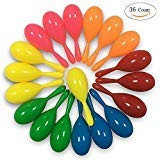 alia-Asia Trad 36 Pieces Neon Maracas Shakers Mini Noisemaker Bulk Colorful Noise Maker with for Mexican Fiesta Party Favors Classroom Musical Instrument, 4 Inch, 6 Color