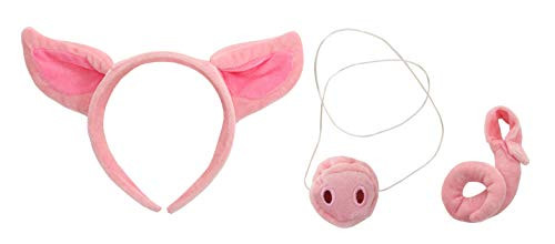 Pig Ears Costume Headband with Pig Nose and Tail by elope
