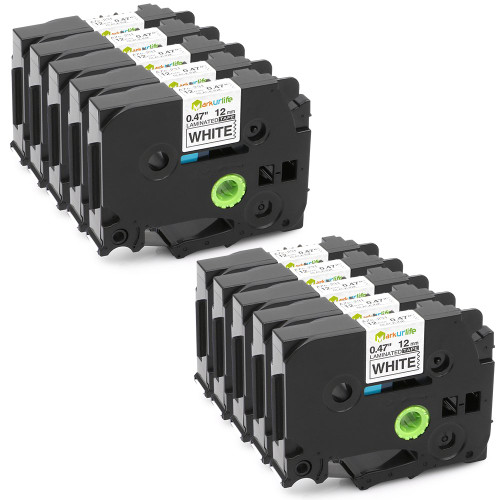 10 Pack TZe-231 TZe231 TZ-231 TZ231 Label Tape Compatible with Brother P-Touch PT-D210 PT-D200 PT-1750 PT-1880, 0.47' 26.2ft, Black on White