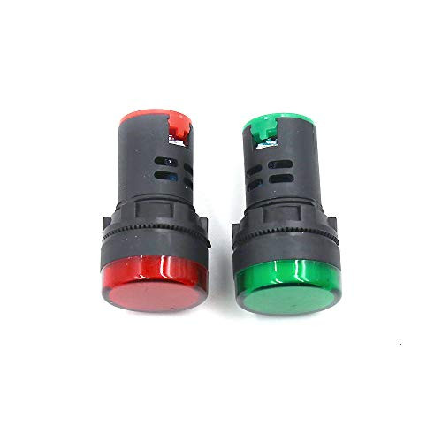 HONJIE Indicator Lights AC/DC 24V, Red&Green LED, Flush Panel Mount 7/8" 22mm-2Pcs