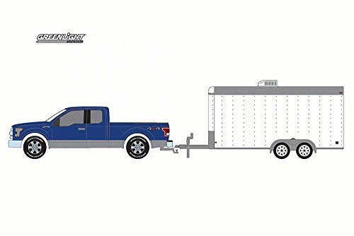 Greenlight 32091 2015 Ford F-150 and White Car Hauler Hitch & Tow Hobby Exclusive 1/64 Diecast Model Car Greenlight 32091 2015 Ford F-150 and White Car Hauler Hitch & Tow Hobby Exclusive 1/64 Diecast Model Car