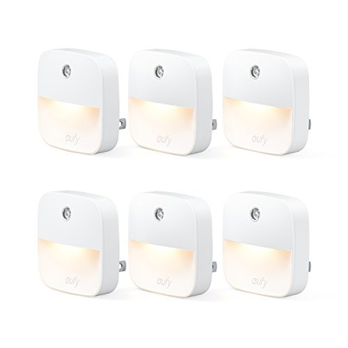 eufy Lumi Plug-in Night Light, Warm White LED Nightlight, Dusk-to-Dawn Sensor, Bedroom Bathroom, Kitchen, Hallway, Stairs, Energy Efficient, Compact, 6-Pack,