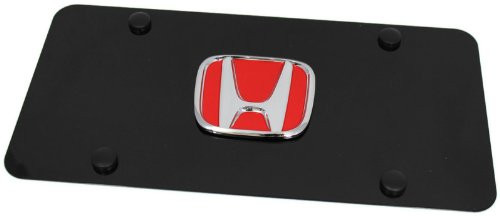 Au-Tomotive Gold, INC. RED Honda Emblem Logo Front License Plate Frame Black Stainless Steel jdm Au-Tomotive Gold, INC. RED Honda Emblem Logo Front License Plate Frame Black Stainless Steel jdm