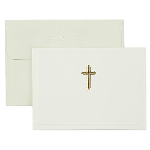 Hallmark Religious Blank Cards, Gold Cross (20 Cards with Envelopes)