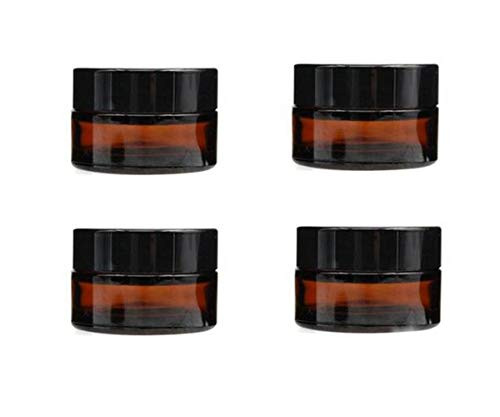 4PCS 5ml/10ml Empty Refillable Dark Brown Glass Makeup Cosmetic Face Cream Jar Pot Bottle Container with liners and Screw Lid (5ml/ 0.17oz)
