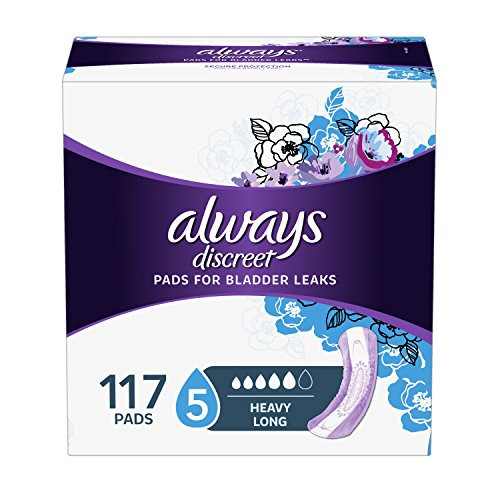 Always Discreet Incontinence Pads for Women, Maximum Absorbency, Long Length, 39 Count - Pack of 3 (117 Total Count) (Packaging May Vary) Always Discreet Incontinence Pads for Women, Maximum Absorbency, Long Length, 39 Count - Pack of 3 (117 Total Count) (Packaging May Vary)