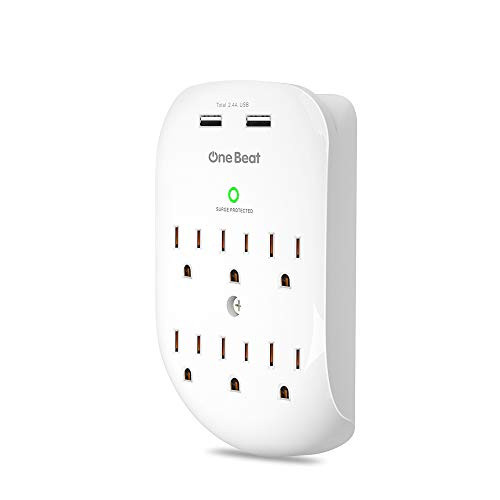 6-Outlet Surge Protector Multi Outlet Wall Mount Adapter Power Strip with 2 USB Charging Ports 2.4 A, 490 Joules, ETL Certified-White 6-Outlet Surge Protector Multi Outlet Wall Mount Adapter Power Strip with 2 USB Charging Ports 2.4 A, 490 Joules, ETL Certified-White