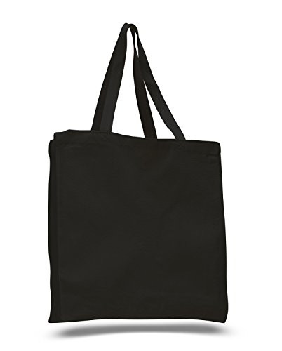 (12 Pack) 1 Dozen- Wholesale Heavy Canvas Tote Bags with Full Gusset (Black)