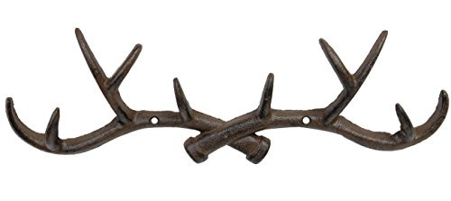 Marco Rustic Cast Iron Antler Wall Hook - Rust Brown Finish - 13.5"