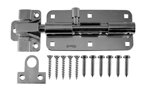 AjustLock 8 Inch Barrel Bolt, Extra Heavy Duty Lock (Stainless Steel)