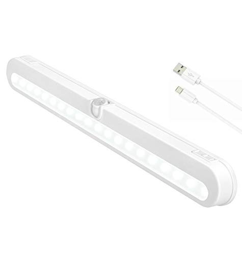 T01L-S LED Closet Light  BLS Super Bright 20 LED Under Cabinet Lighting Wireless Rechargeable Battery/DC Input Motion Sensing Light Bar, Auto On Off Switch, Motion Sensor & Light Beams Adjustable