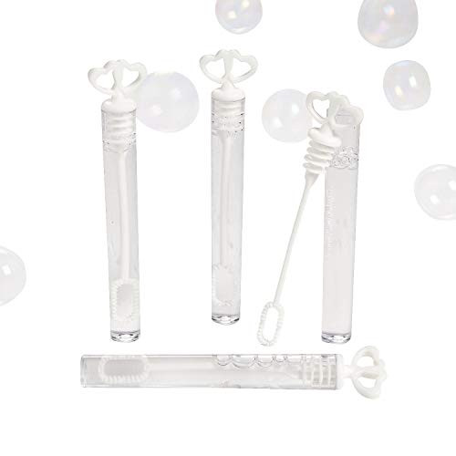 White Heart Tube Bubble Bottle for Wedding - Toys - Bubbles - Bubble Bottles - Wedding - 24 Pieces