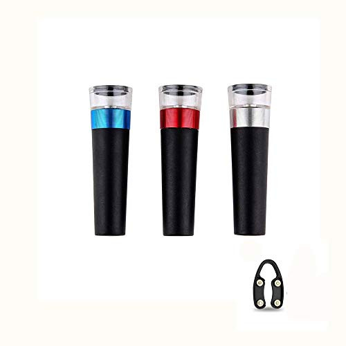3 Pack Wine Stopper Vacuum, Wine & Beverage Bottle Stopper Saver Vacuum Pump Preserver with Rubber Sealer (B)