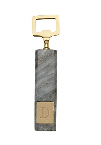 Mud Pie D Marble Initial Bottle Opener, Multicolor, 6.5 inches x 1.25 inches
