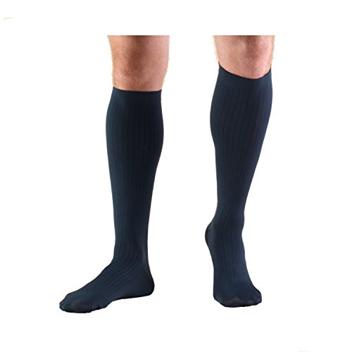 Truform Compression Socks, 8-15 mmHg, Men's Dress Socks, Knee High Over Calf Length, Navy, Large (8-15 mmHg)