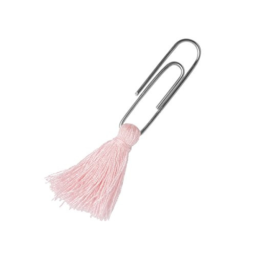C.R. Gibson Pink Paperclip Greeting Card with Tassel Paper Clips, 8pc, 5'' W x 7'' H